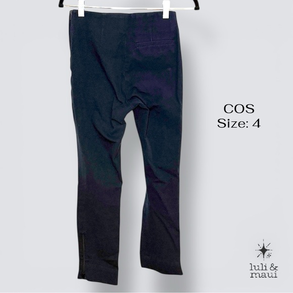 COS Slim-fit Trousers with Ankle Zip - Navy Blue - Size 4 - Picture 2 of 8